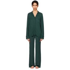 SKIMS SLEEP LONG SLEEVE BUTTON UP SET | SPRUCE - SPRUCE / XXS x 1